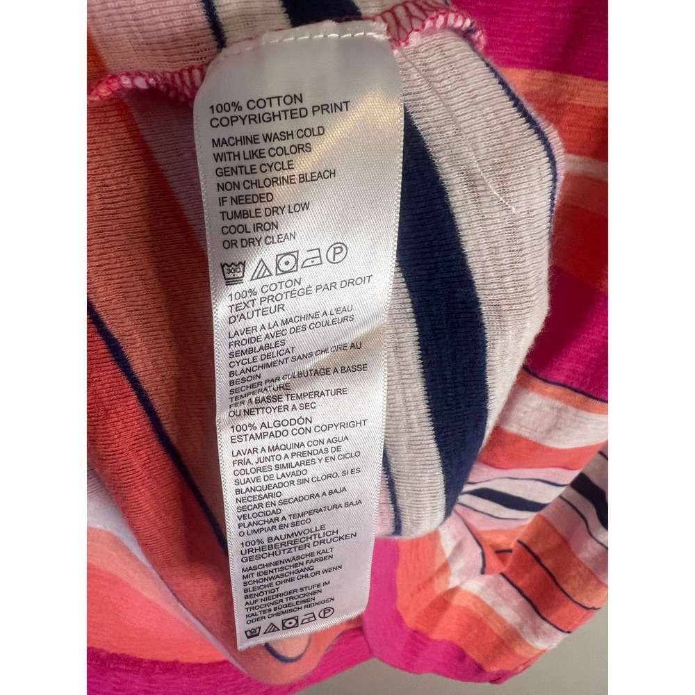 Tommy Bahama Pink Orange Striped V-Neck Sleeveless Cotton Shift Dress Womens S - Picture 6 of 6